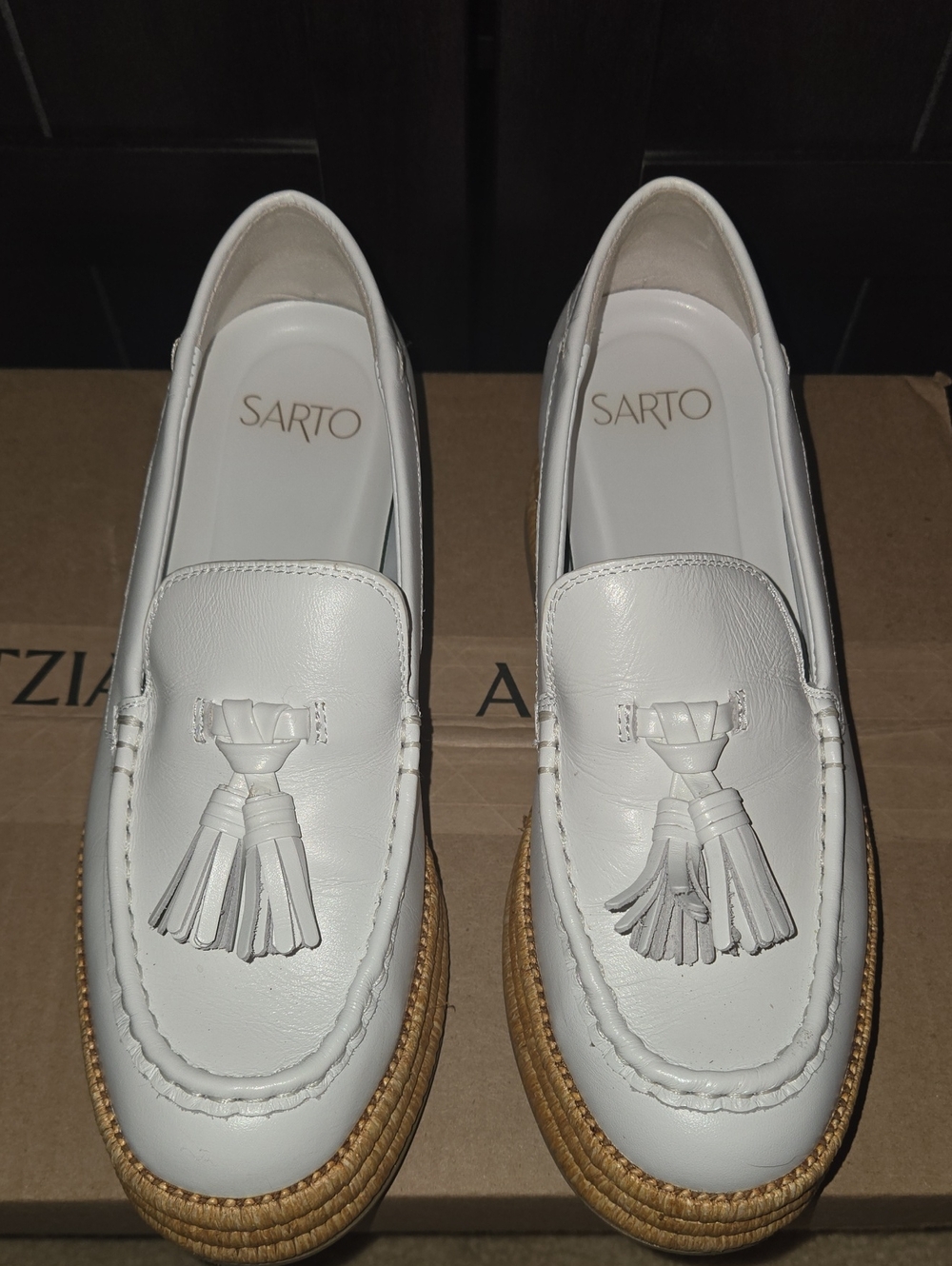 Sarto Women's White Tassel Loafers